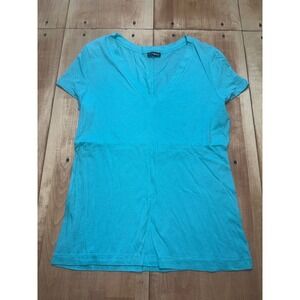 Express Teal V Neck Short‎ Sleeve Basic Tee Shirt Womens Size Medium
